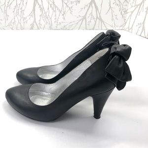 Bebe Size 6M Jasmin Black Leather Bow Pumps